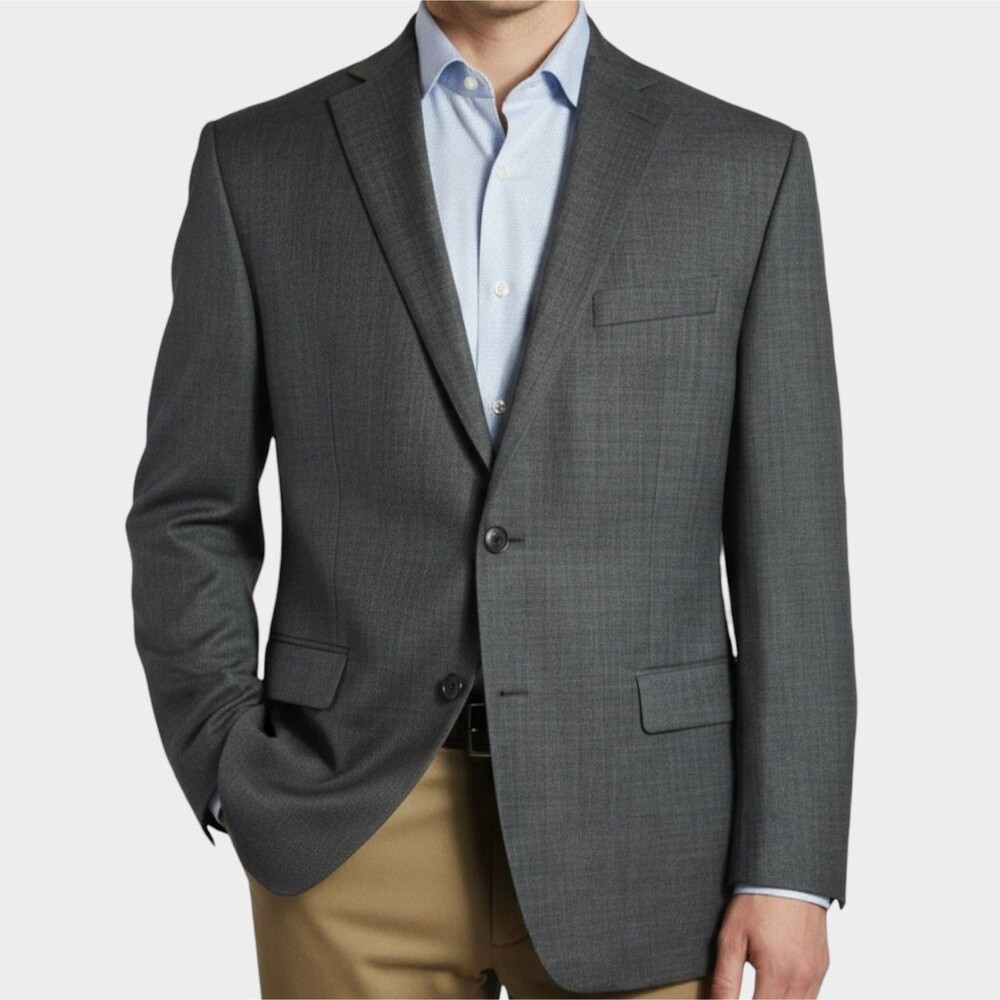 RALPH LAUREN Mens Blazer Sport Coat Two Button Suit Jacket 42R WOOL Gray
